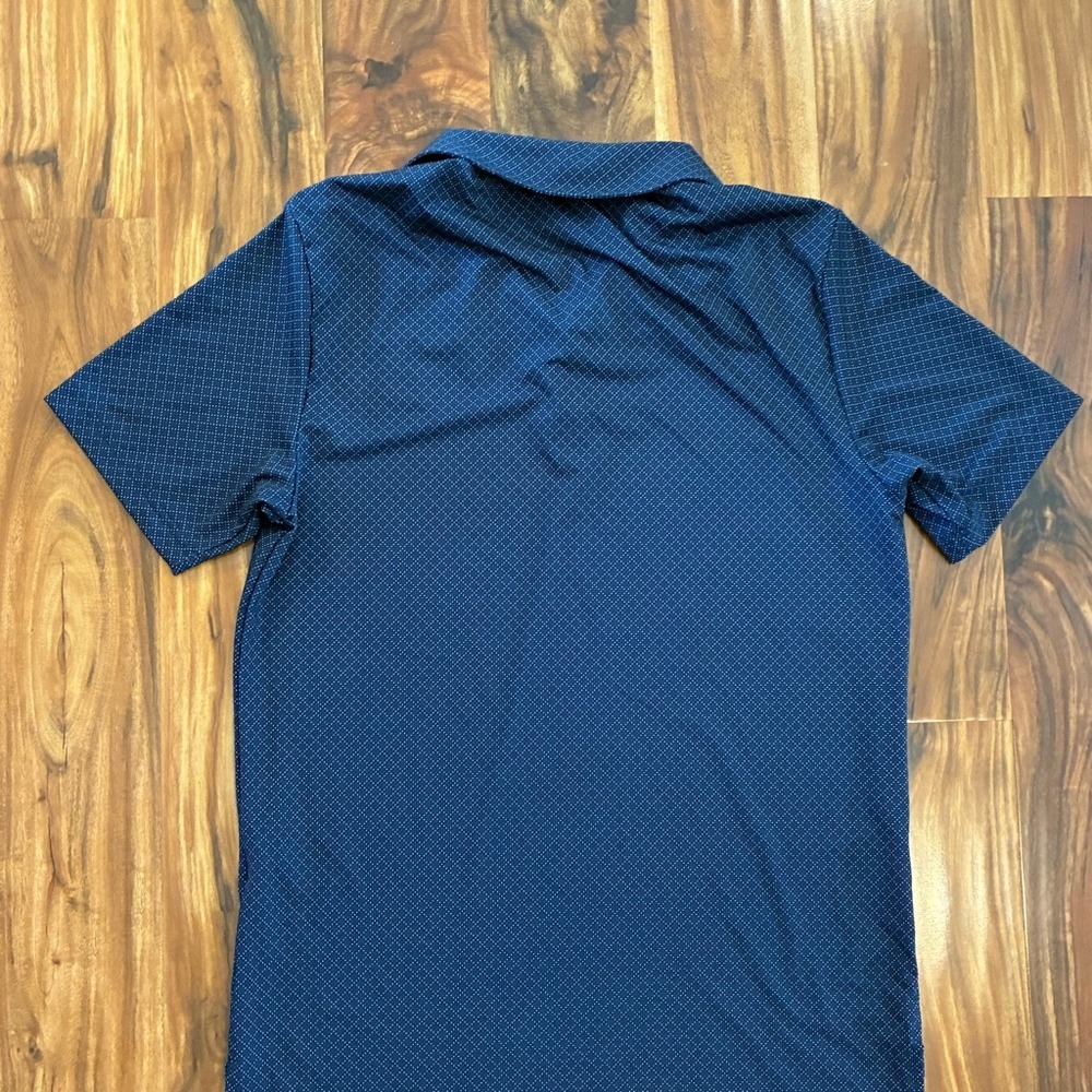 Adidas Mens Navy Blue Micro Dot Golf Polo Shirt Midland Roundtable Small - Picture 5 of 5